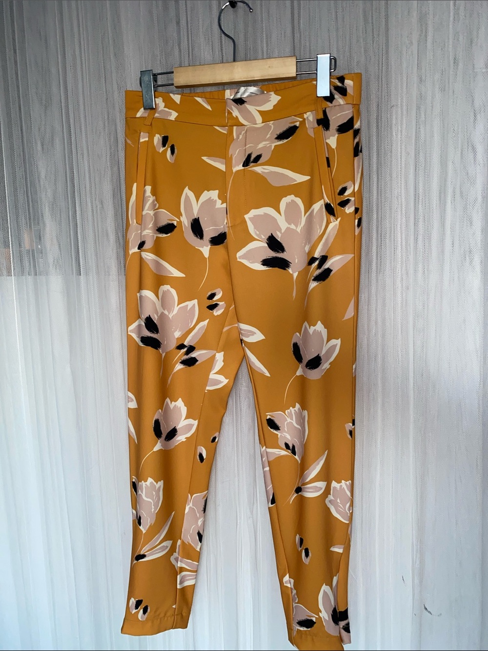 InWear Copenhague Mustard Floral Print Slim Pants Size 6